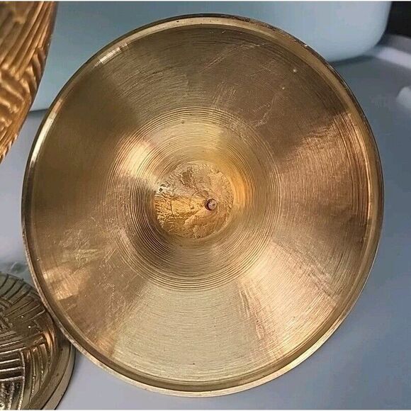 Bombay‎ Solid Brass Footed Urn Compote Jar w/ Lid 9.5" Ornate Detail 90s Vintage - Picture 5 of 10